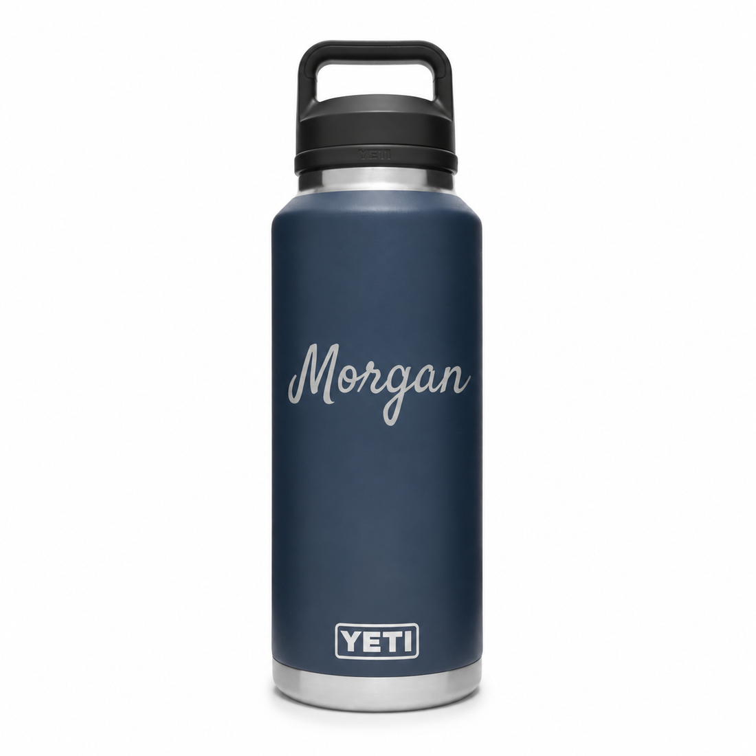 YETI Bottle Navy 46 oz — sample personalized laser engraving