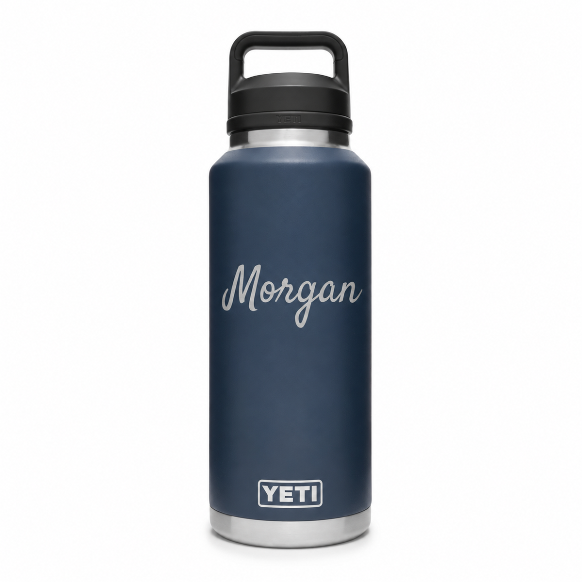 YETI Bottle Navy 46 oz — sample personalized laser engraving