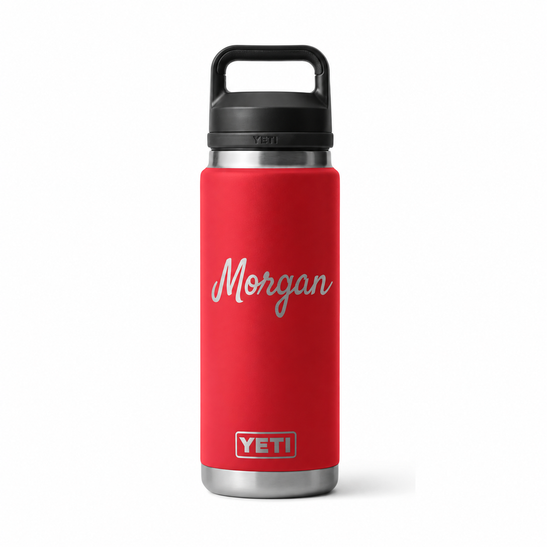 YETI Bottle Rescue Red 26 oz — sample personalized laser engraving