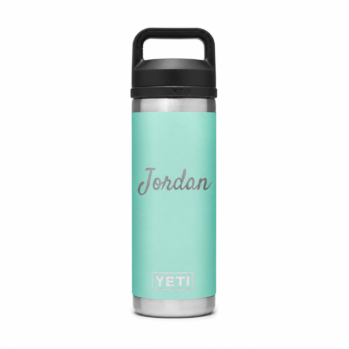 YETI Bottle Seafoam 18 oz — sample personalized laser engraving