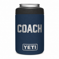 YETI Can 12 oz Navy – COACH engraving sample based on offered Jersey font; Coach baseball icon