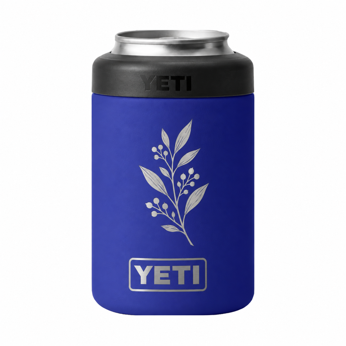 YETI Can 12 oz Offshore Blue — sample laser engraving