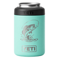 YETI Can 12 oz Seafoam with sample silver laser-engraved bass fishing graphic