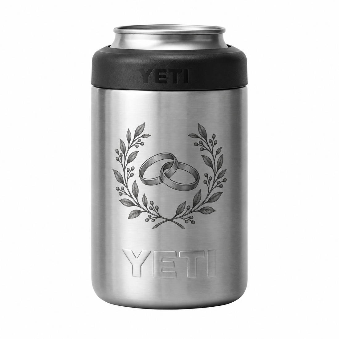 YETI Can 12 oz Stainless — sample laser engraving