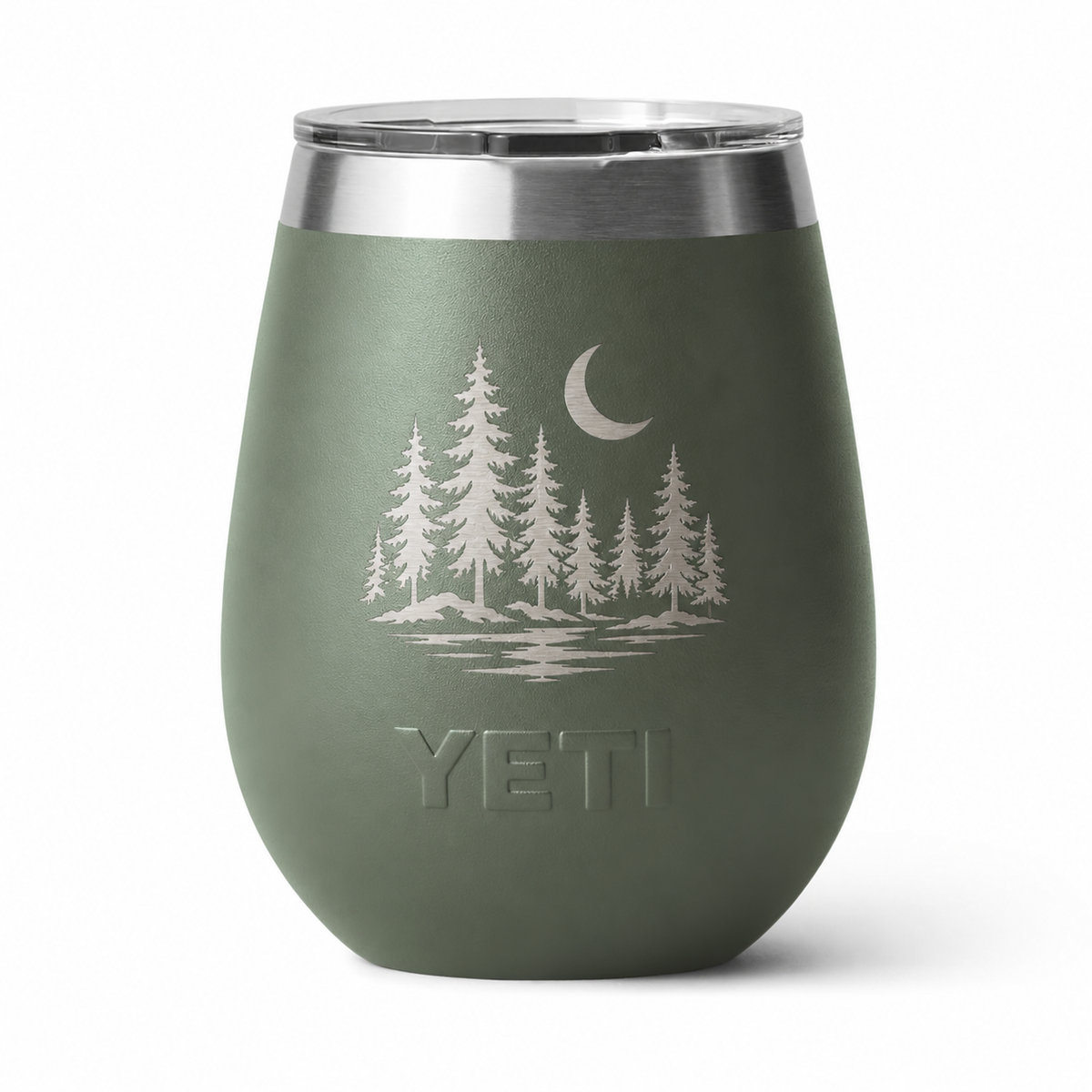 YETI Wine Camp Green — sample laser engraving