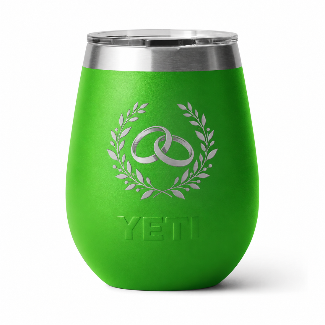 YETI Wine Canopy Green — sample laser engraving