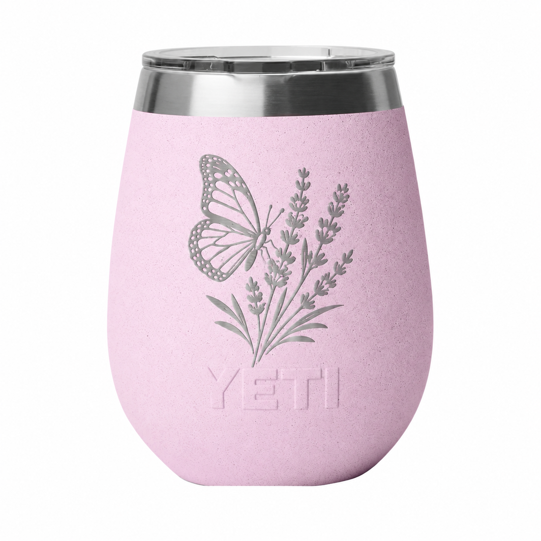 YETI Wine Cherry Blossom — sample laser engraving