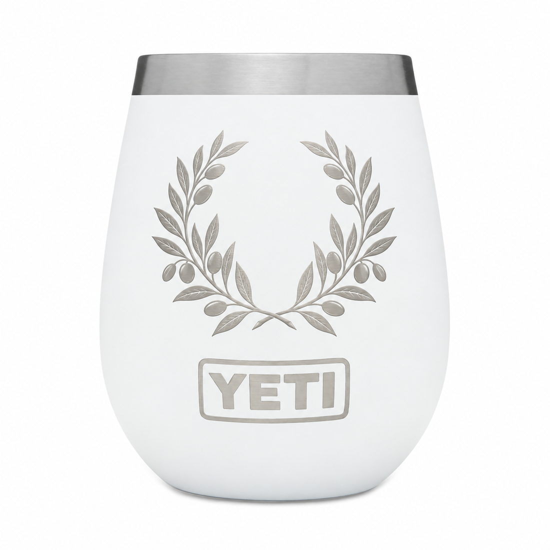 YETI Wine White — sample laser engraving